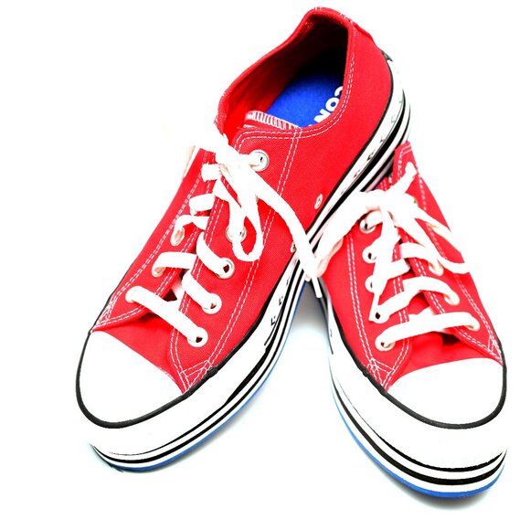 CONVERSE Red Chuck Taylor All Star (CTAS) Platform Layer Low Profile Oxford - Picture 15 of 15
